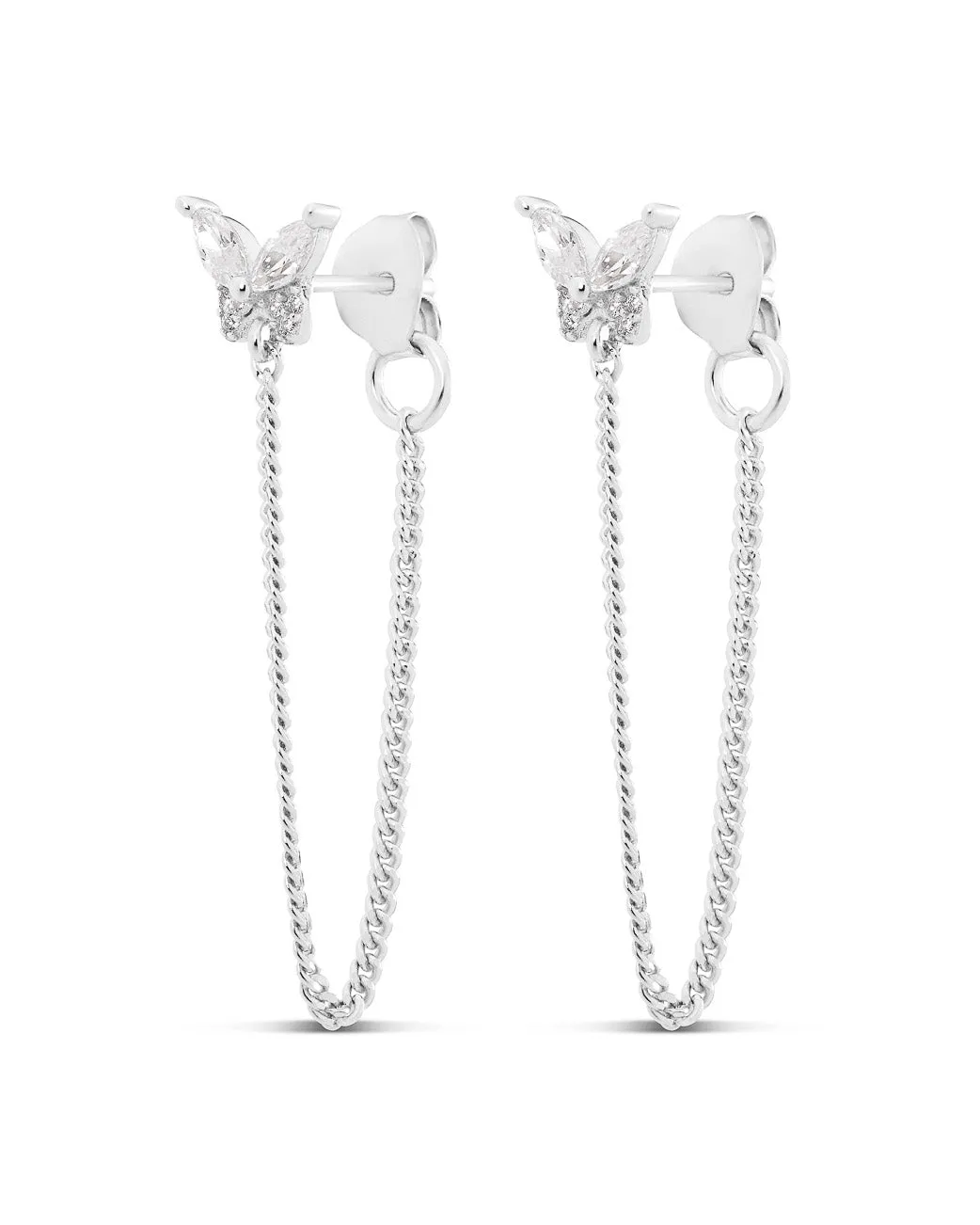 Butterfly Front-To-Back Chain Earrings