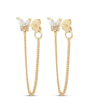 Butterfly Front-To-Back Chain Earrings