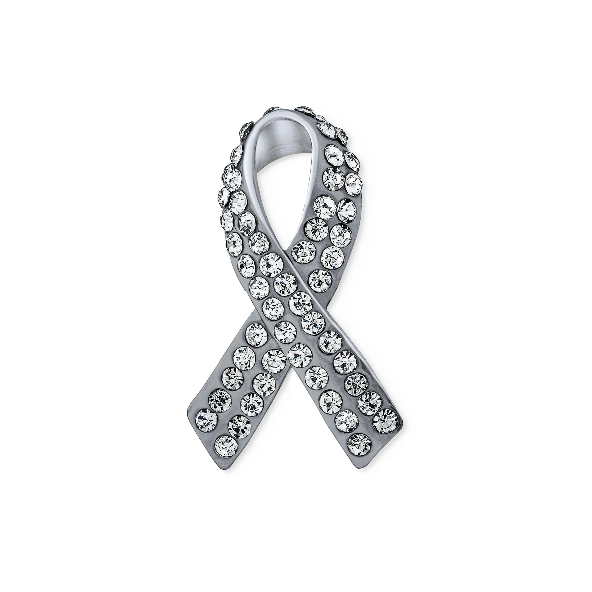 Cancer Awareness Ribbon Brooch Pin Silver Blue Pink Purple Crystal Enamel