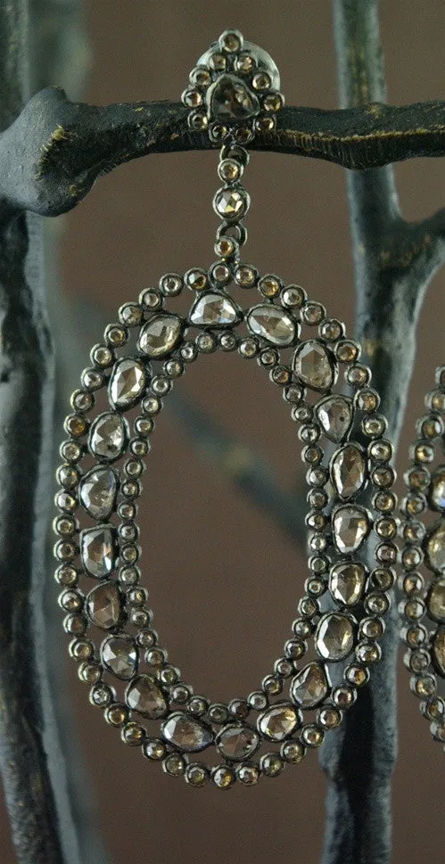 CHURCHILL Private Label 18K Blackened White Gold and Diamond Earrings