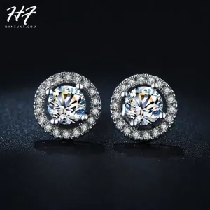 Classic Sliver Color Hearts & Arrows cut 0.75 carat AAA  Cubic Zirconia Stud Earring Wedding Earrings for Women E836