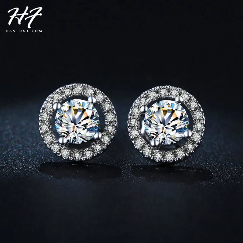 Classic Sliver Color Hearts & Arrows cut 0.75 carat AAA  Cubic Zirconia Stud Earring Wedding Earrings for Women E836