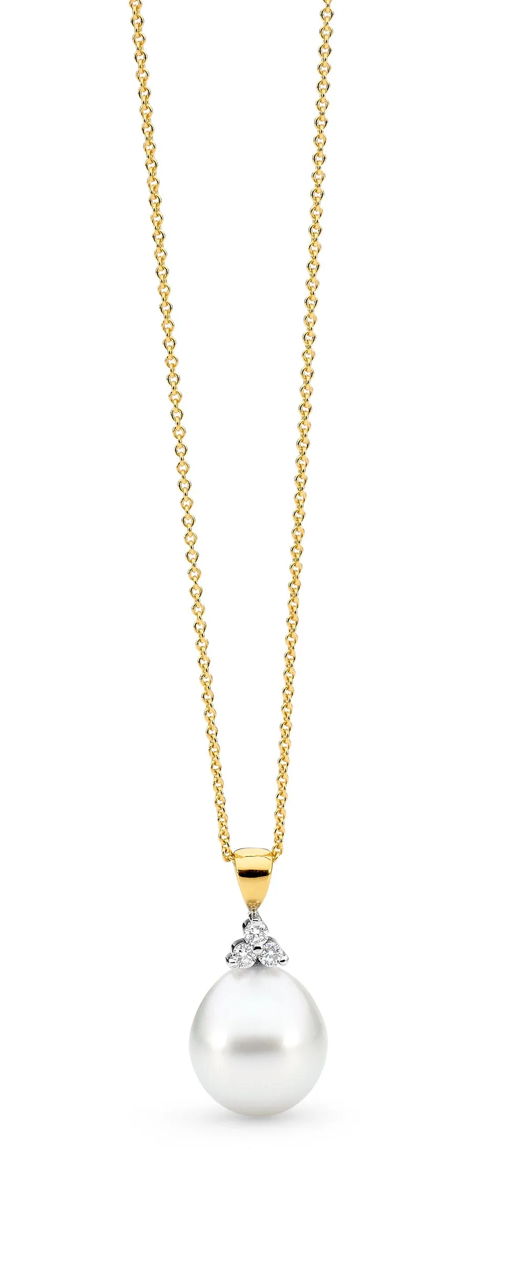 Classic Trefoil Diamond and Pearl Pendant