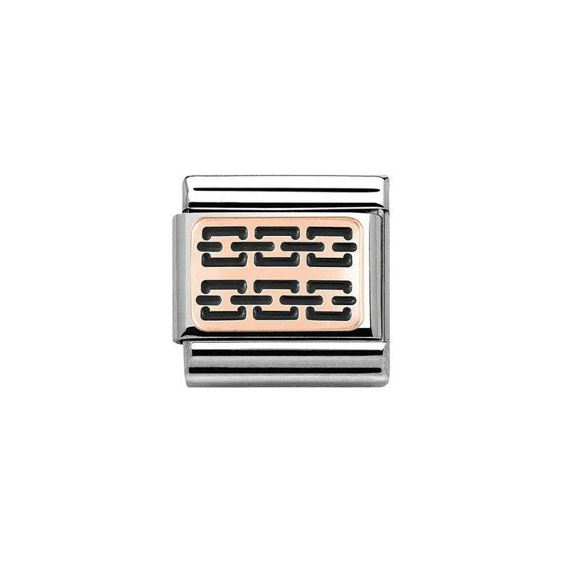 Composable Classic Rose Gold Black Enamel Chains Link