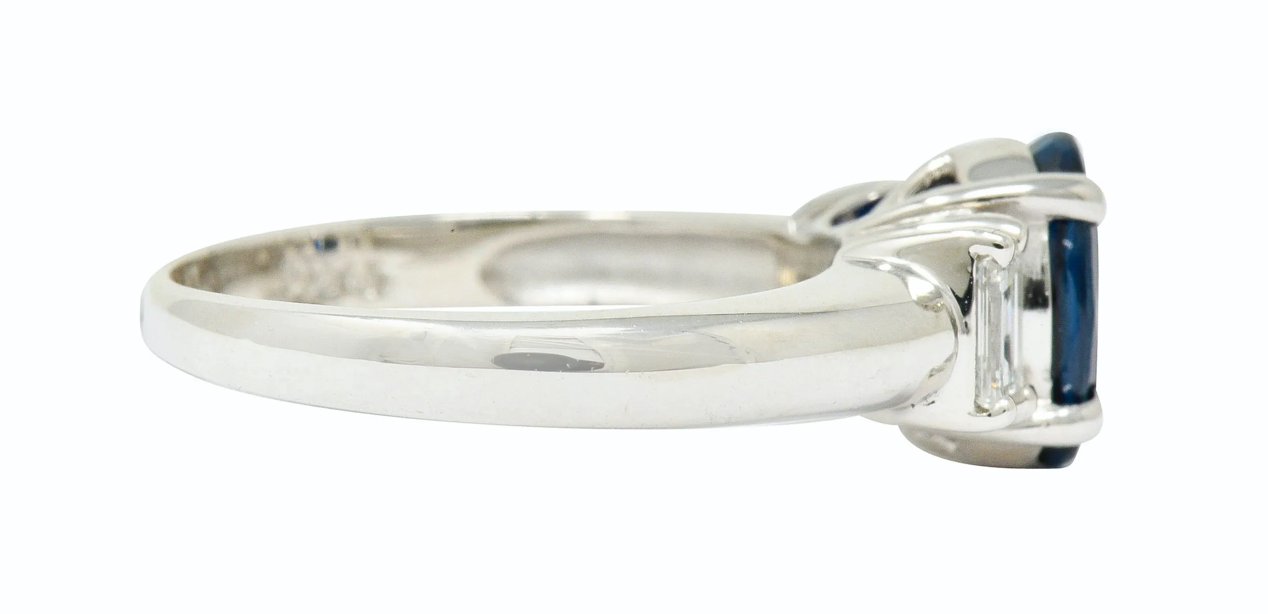 Contemporary 2.08 CTW Sapphire Diamond Platinum Three Stone Ring