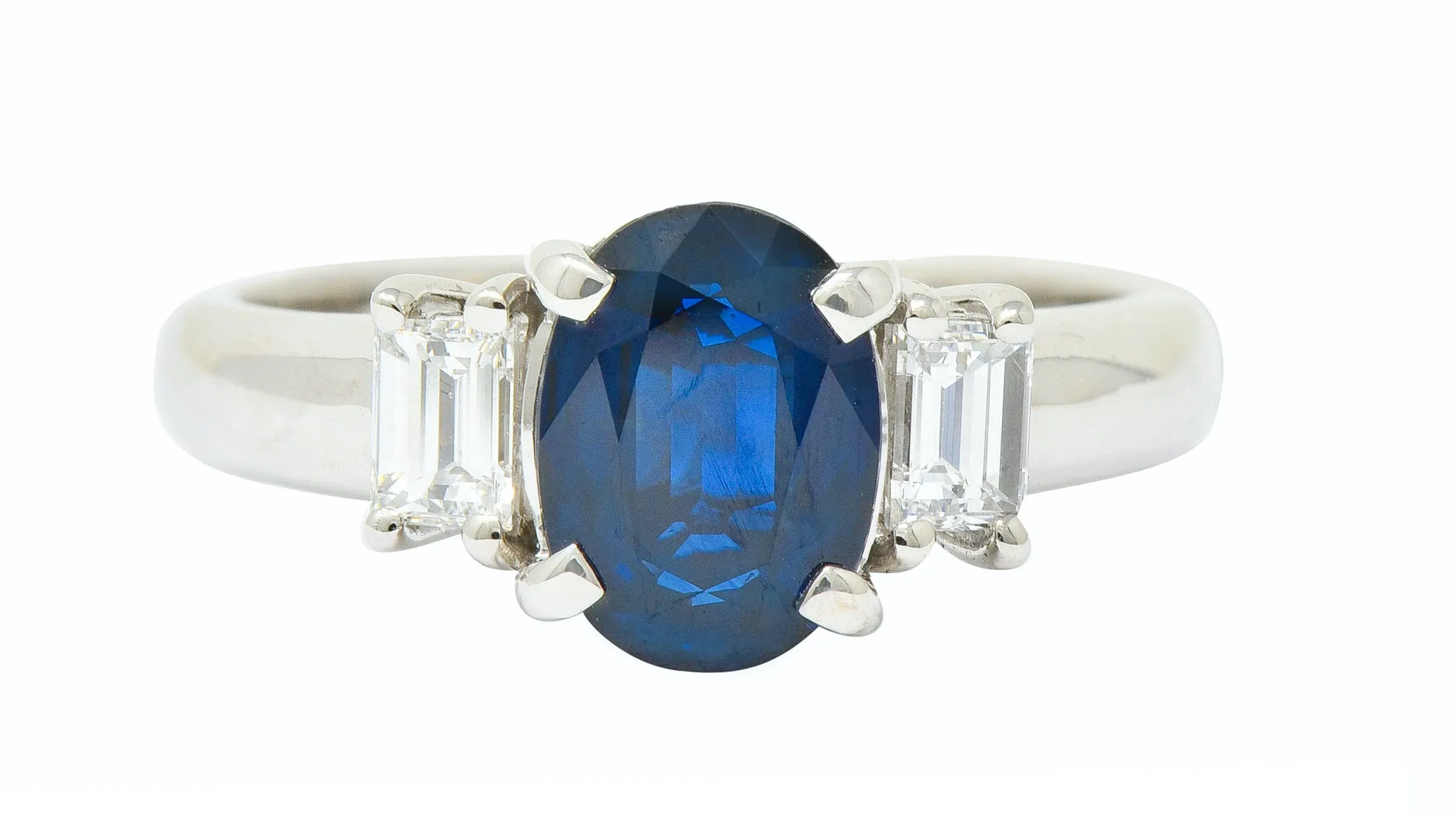 Contemporary 2.08 CTW Sapphire Diamond Platinum Three Stone Ring