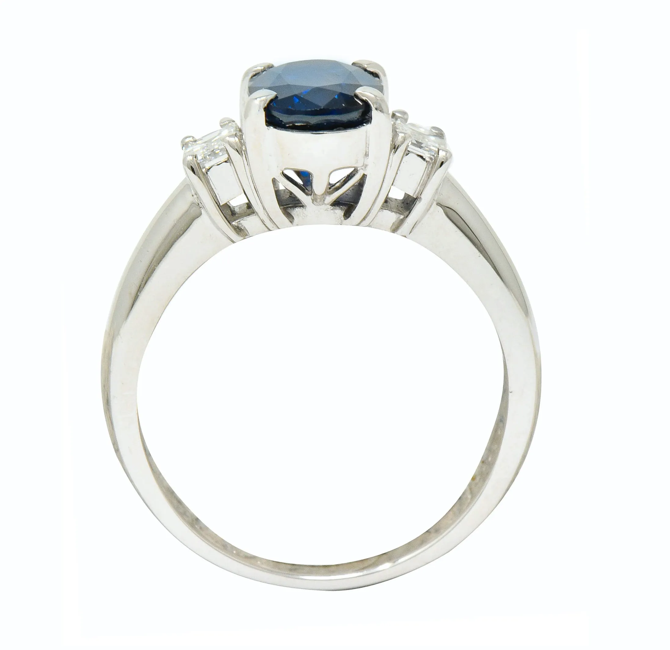 Contemporary 2.08 CTW Sapphire Diamond Platinum Three Stone Ring