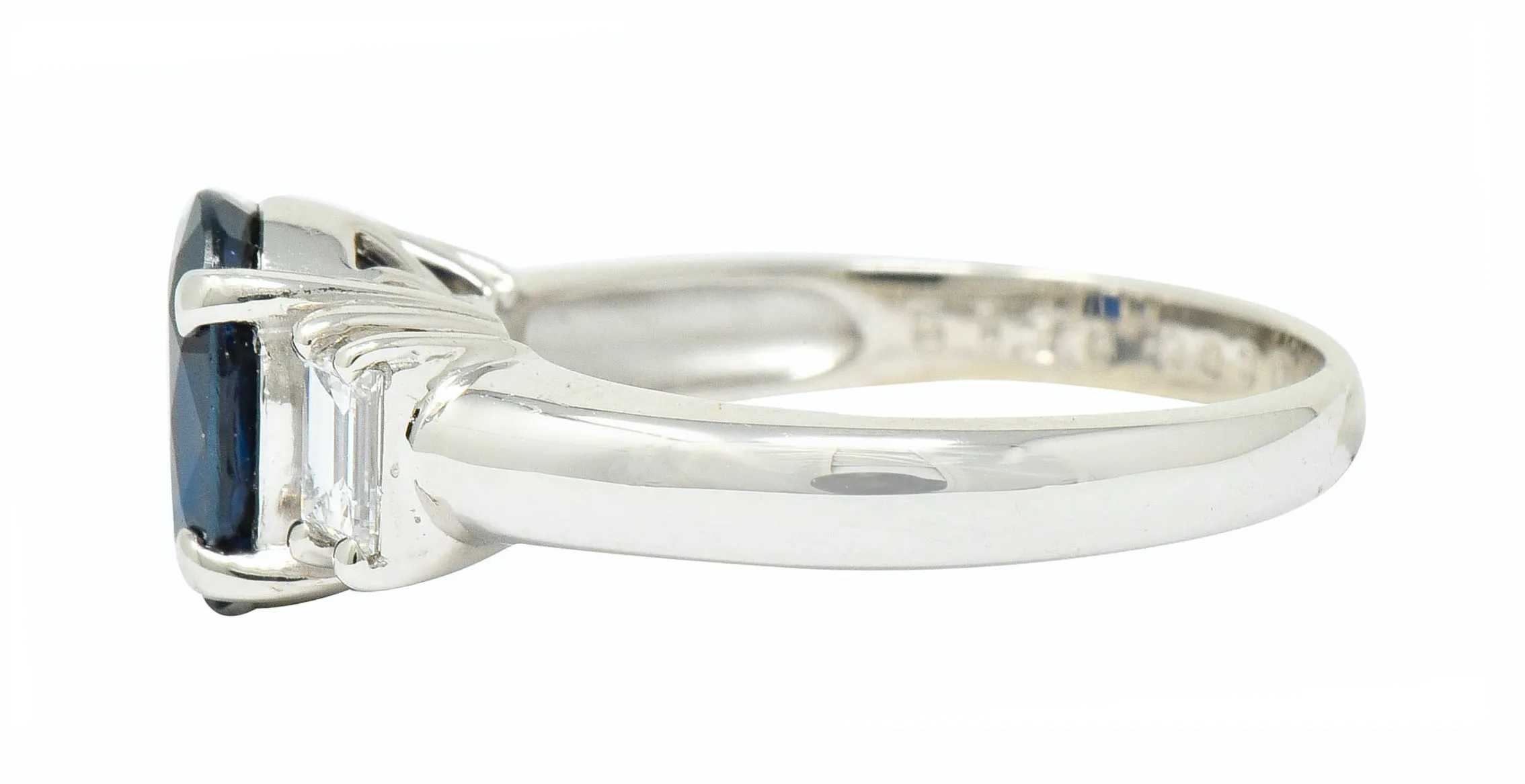 Contemporary 2.08 CTW Sapphire Diamond Platinum Three Stone Ring