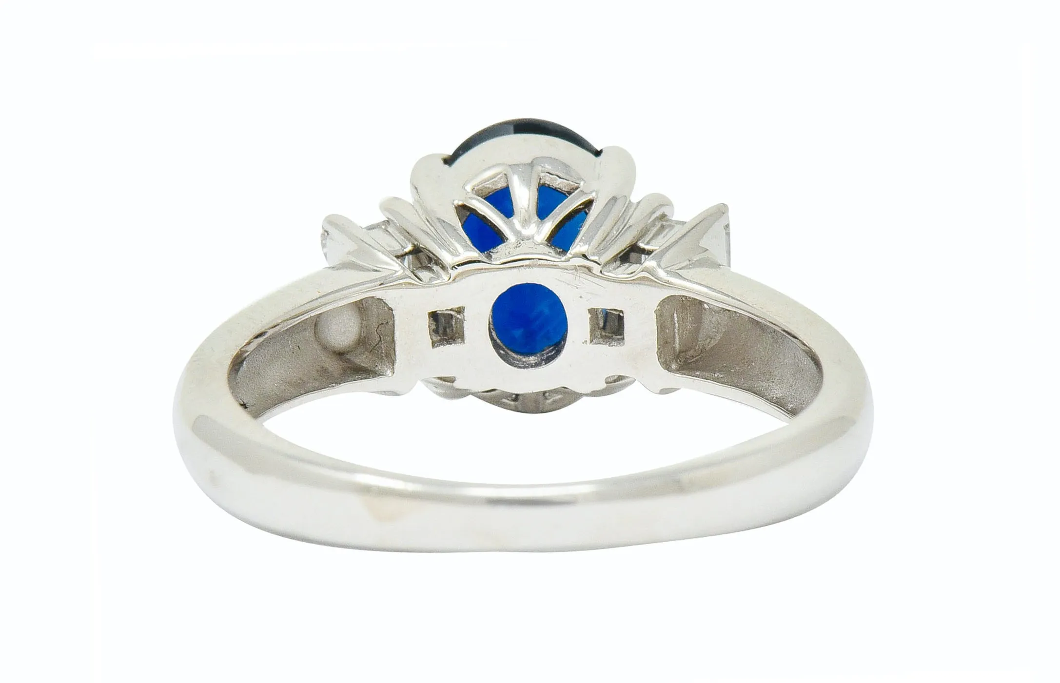 Contemporary 2.08 CTW Sapphire Diamond Platinum Three Stone Ring
