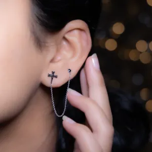 Cross Chain Earrings