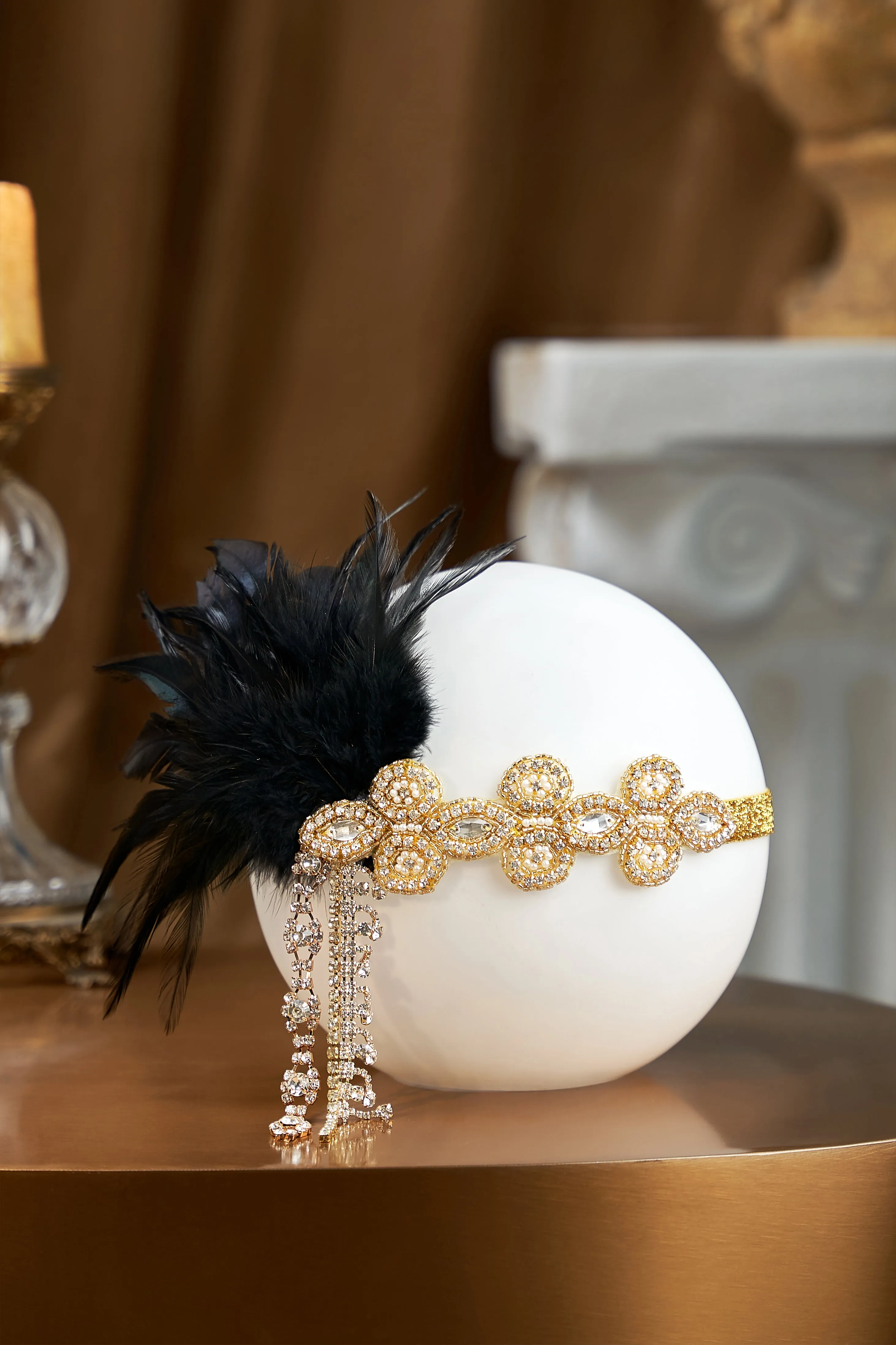 Crystal Beaded Feather Headband