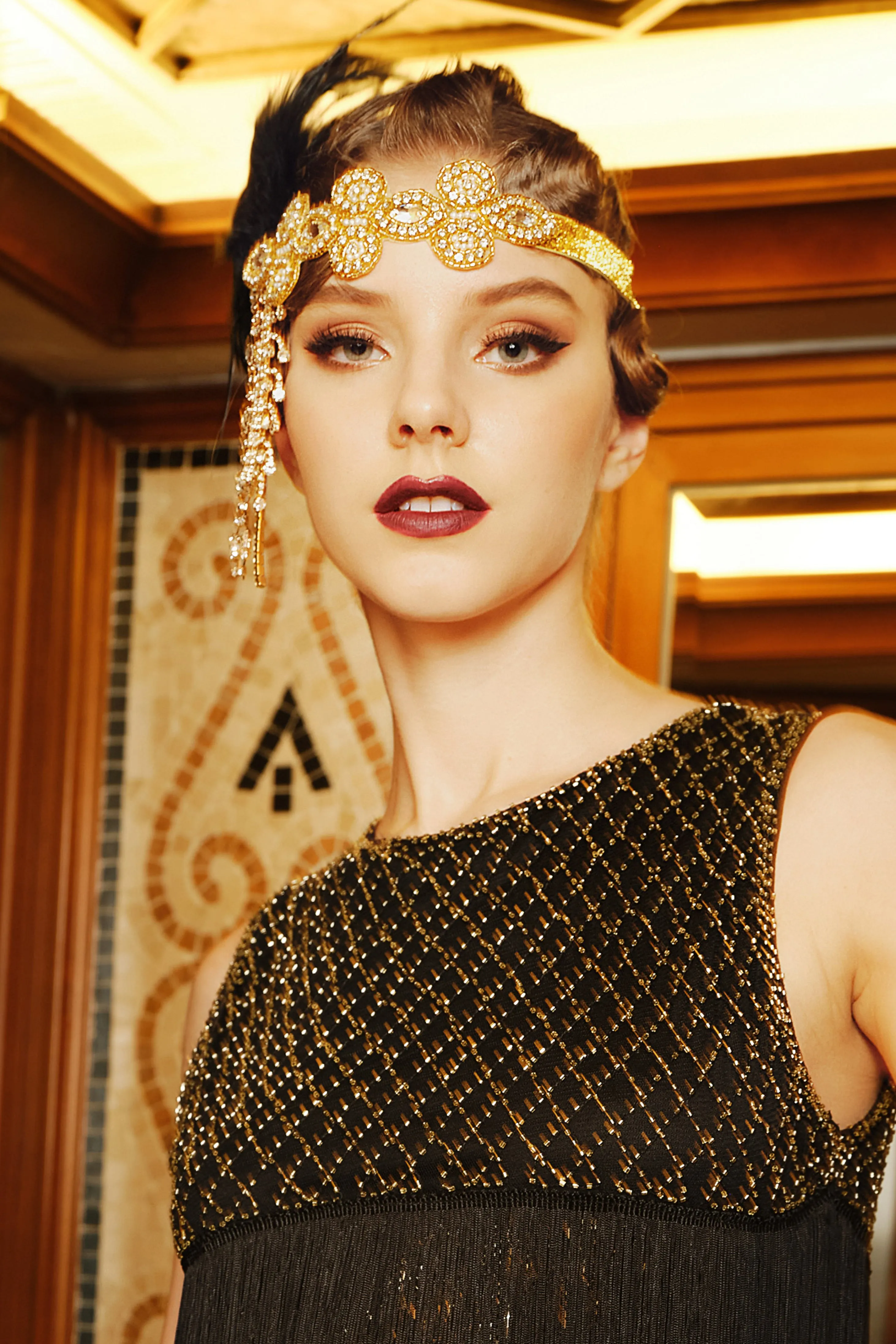 Crystal Beaded Feather Headband