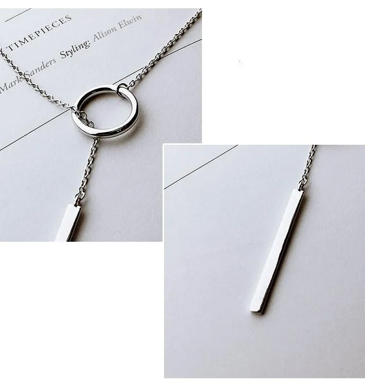 Crystal Circle Chain Thread Vintage 925 Sterling Silver Pendant
