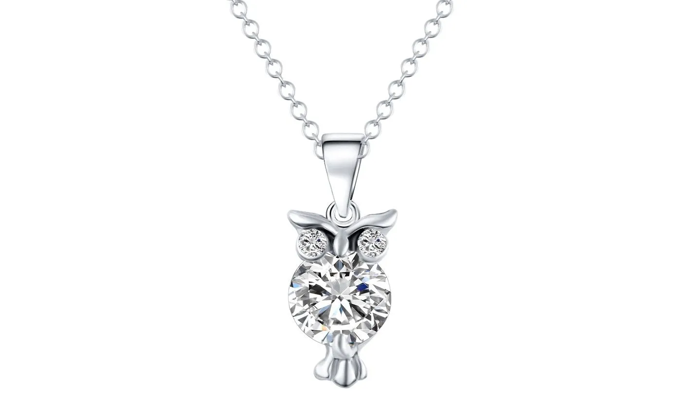 Crystal Zircon Lovely Animal Owl Pendants Necklaces