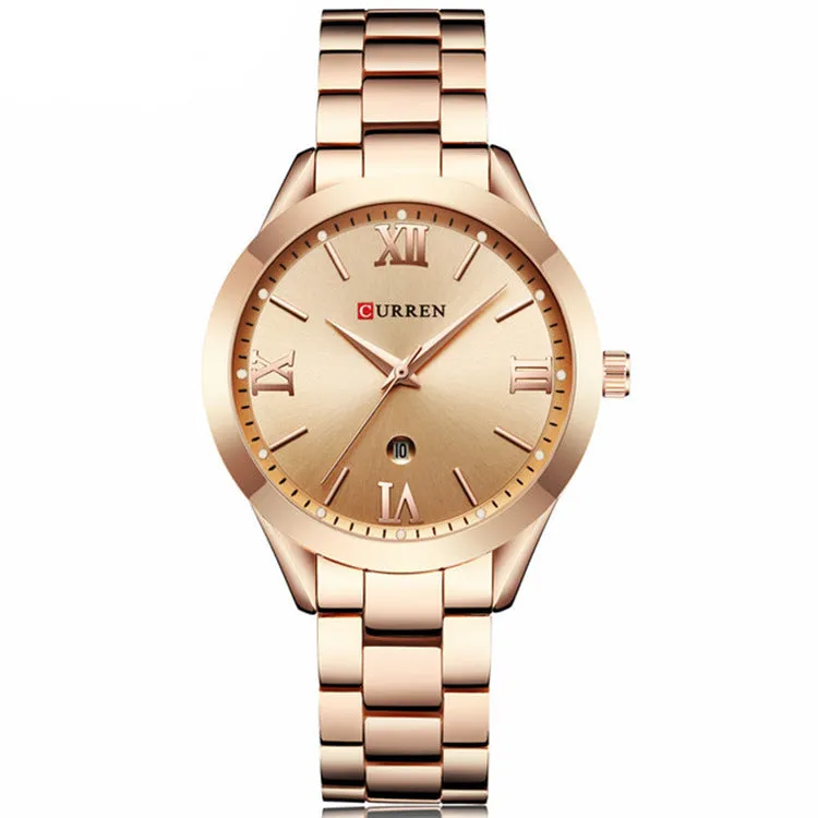 CURREN Stainless Steel Classic Women Calendar Quartz Wrist Watches