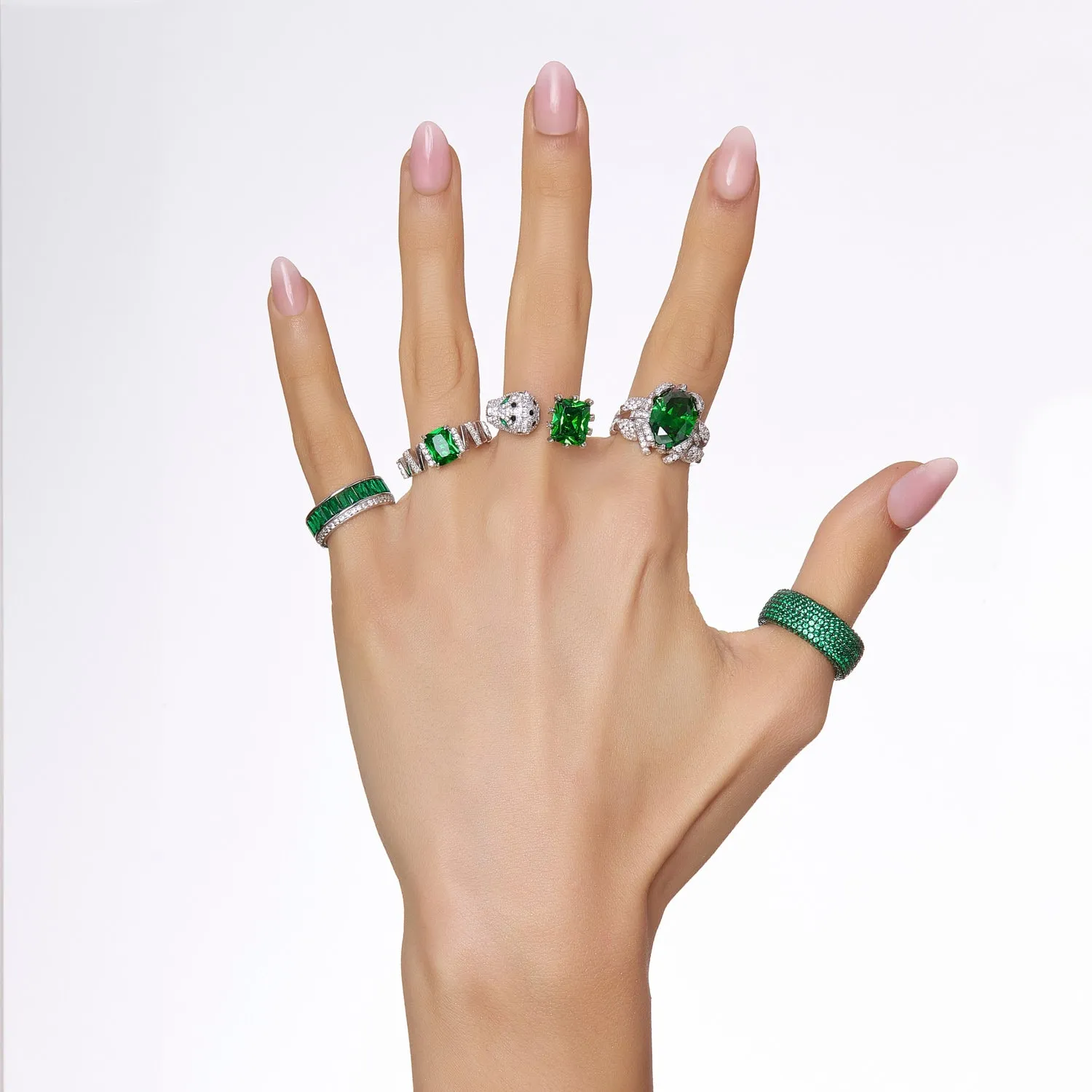 Cushion-Cut Emerald Panther Ring