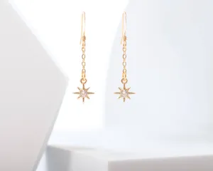 CZ Dainty Star Chain Earrings