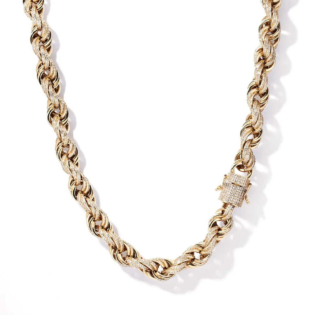 CZ Yellow Gold Rope Chain