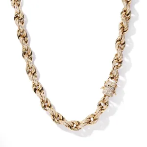 CZ Yellow Gold Rope Chain