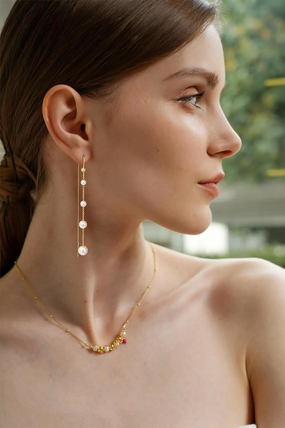 Dangle Earrings for Women Dainty Long Hanging Gold/Silver Chain Earrings Trendy Hypoallergenic Dangling CZ/Pearl Threader Earrings for Women Jewelry