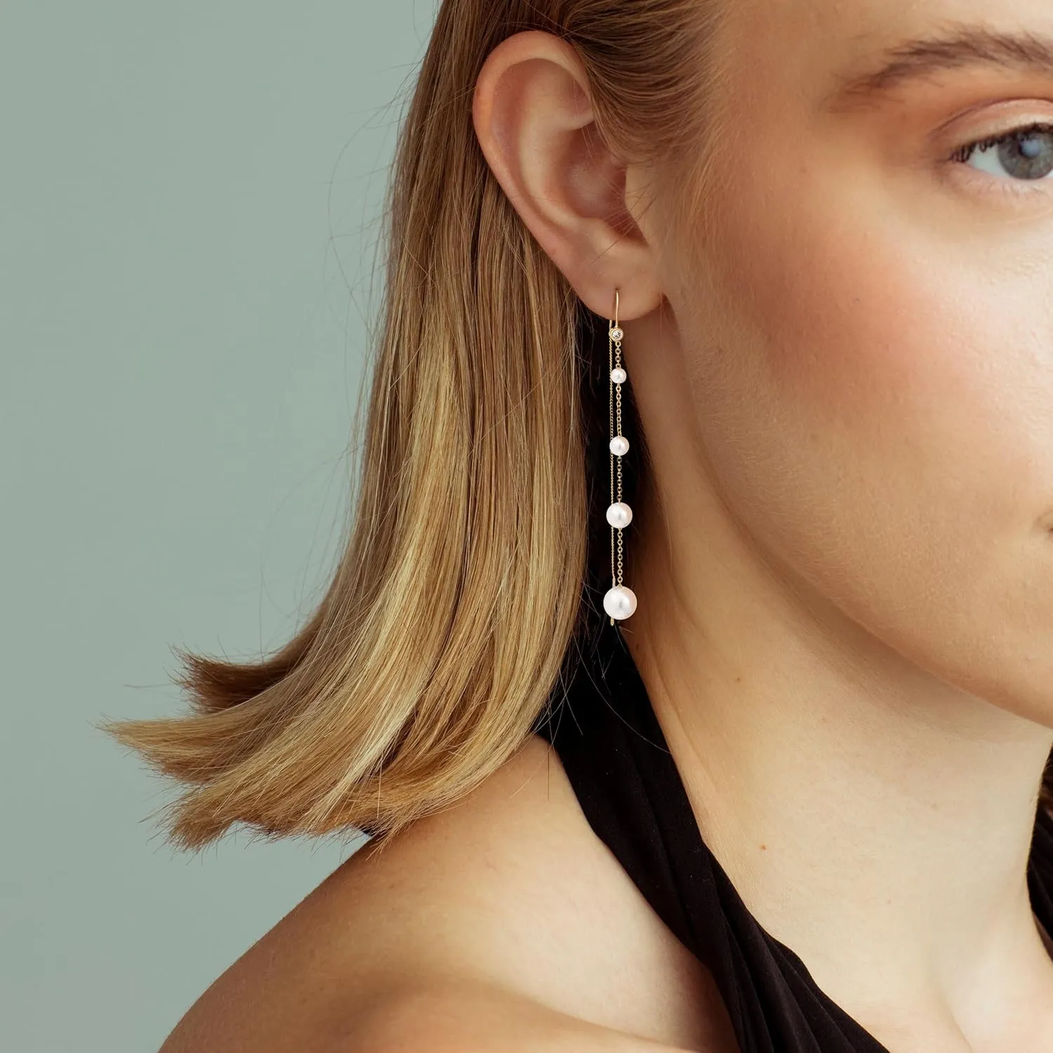 Dangle Earrings for Women Dainty Long Hanging Gold/Silver Chain Earrings Trendy Hypoallergenic Dangling CZ/Pearl Threader Earrings for Women Jewelry
