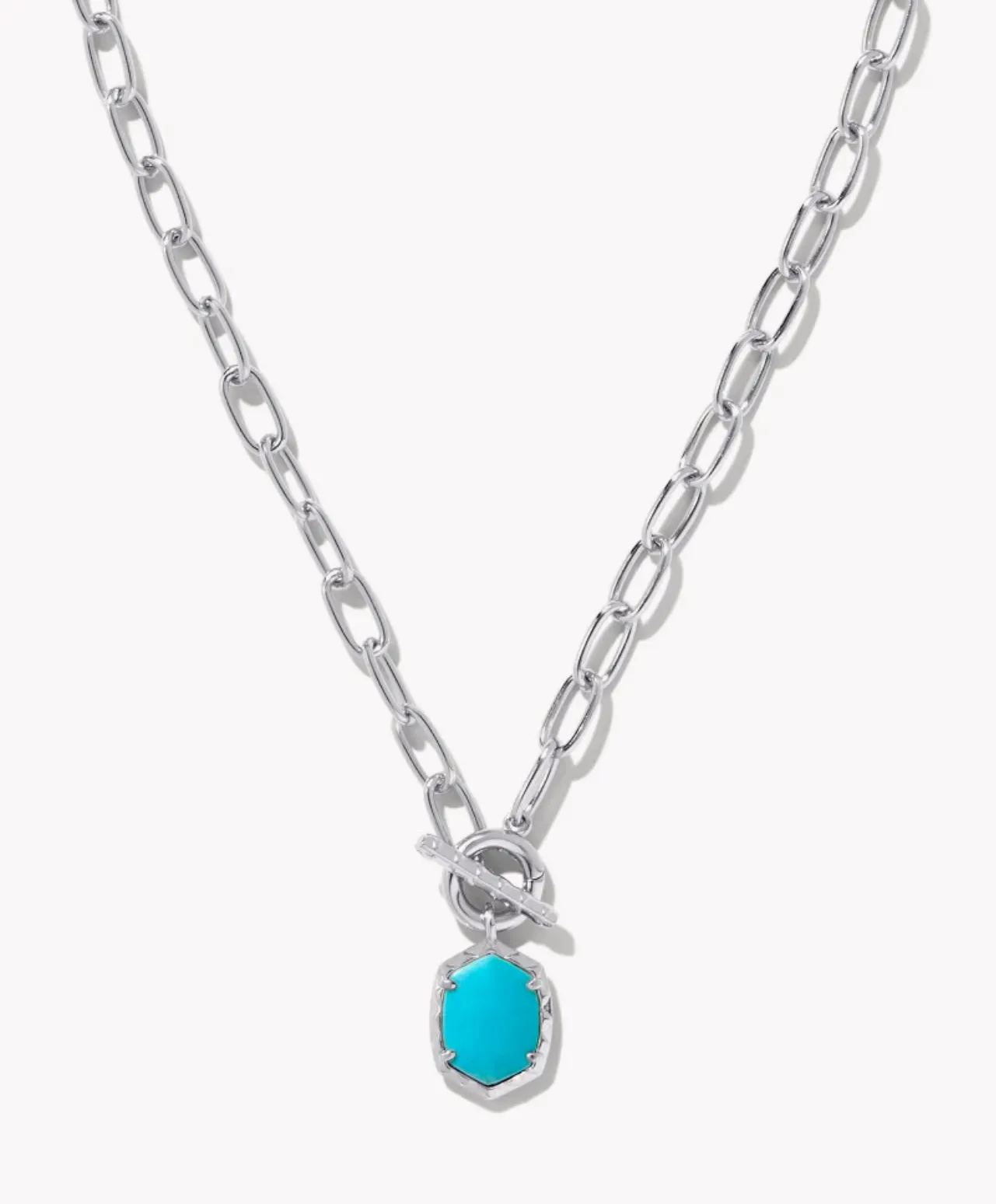 Daphne Convertible Silver Link and Chain Necklace in Turquoise
