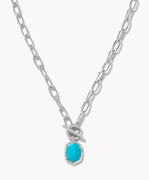 Daphne Convertible Silver Link and Chain Necklace in Turquoise