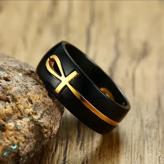 Distinct Separable Ankh Egyptian Cross Stainless Steel Men’s Ring