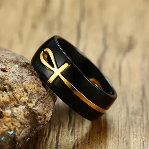 Distinct Separable Ankh Egyptian Cross Stainless Steel Men’s Ring