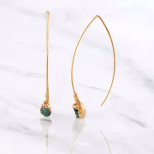 Edgy Raw Emerald Drop and Dangle Earrings