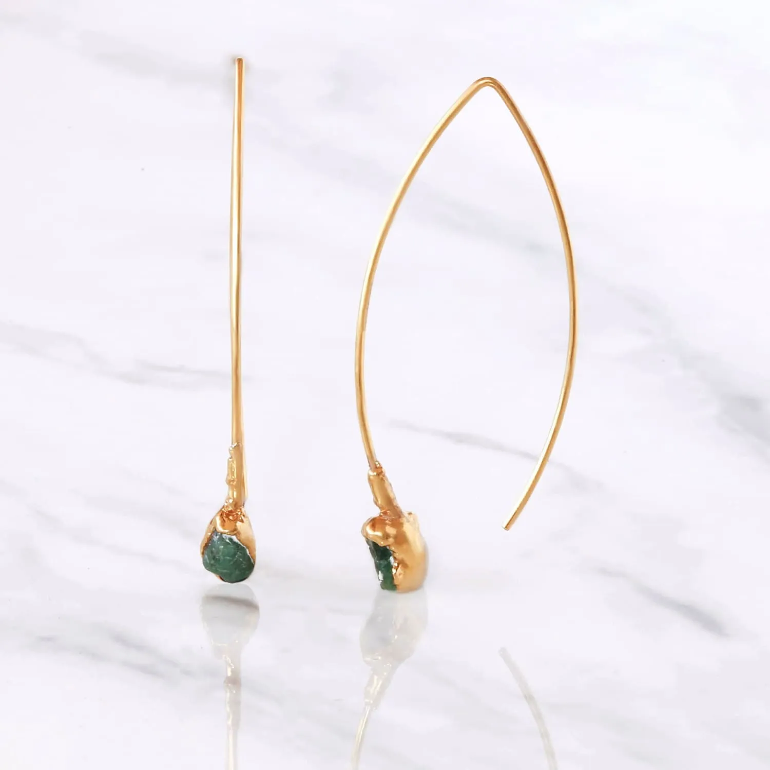 Edgy Raw Emerald Drop and Dangle Earrings