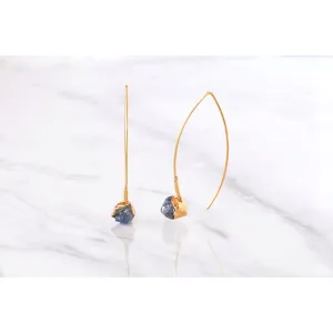 Edgy Raw Sapphire Drop and Dangle Earrings