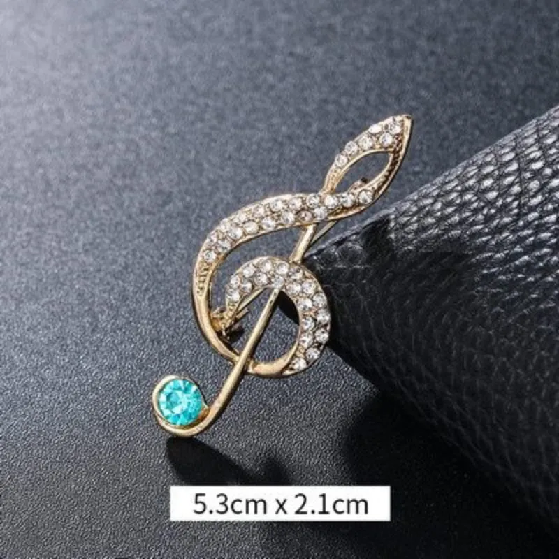 Elegant Rhinestones and Pearl Adorned Musical Signs Brooch Pins