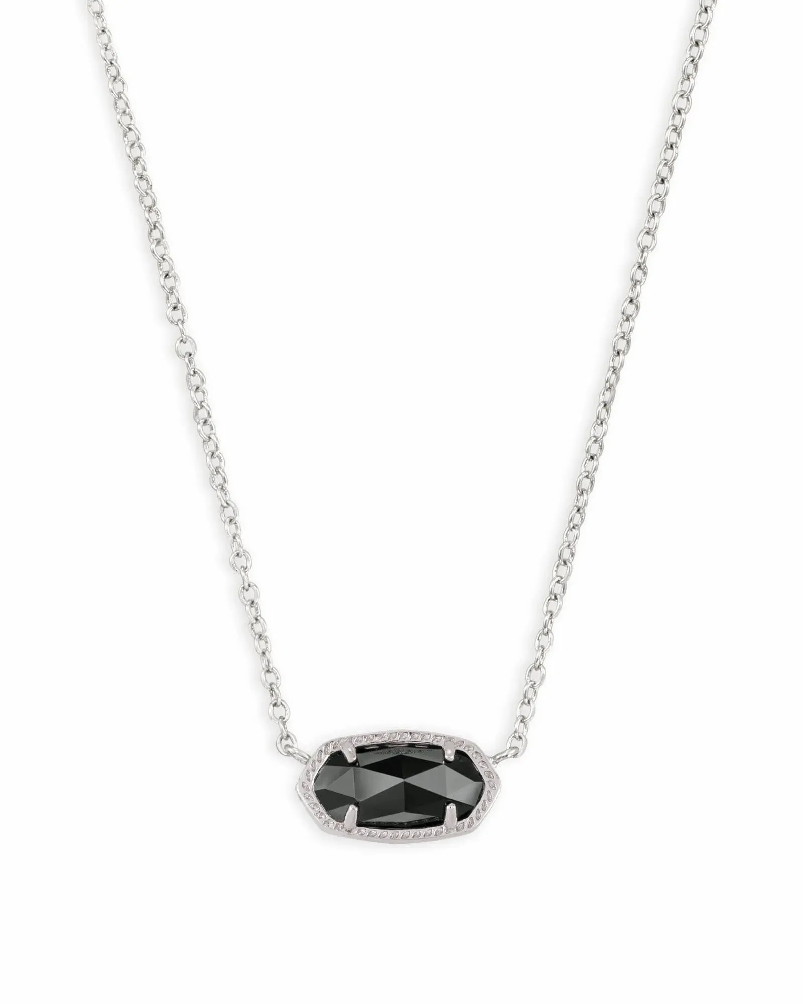 Elisa Silver Pendant Necklace in Black Opaque Glass