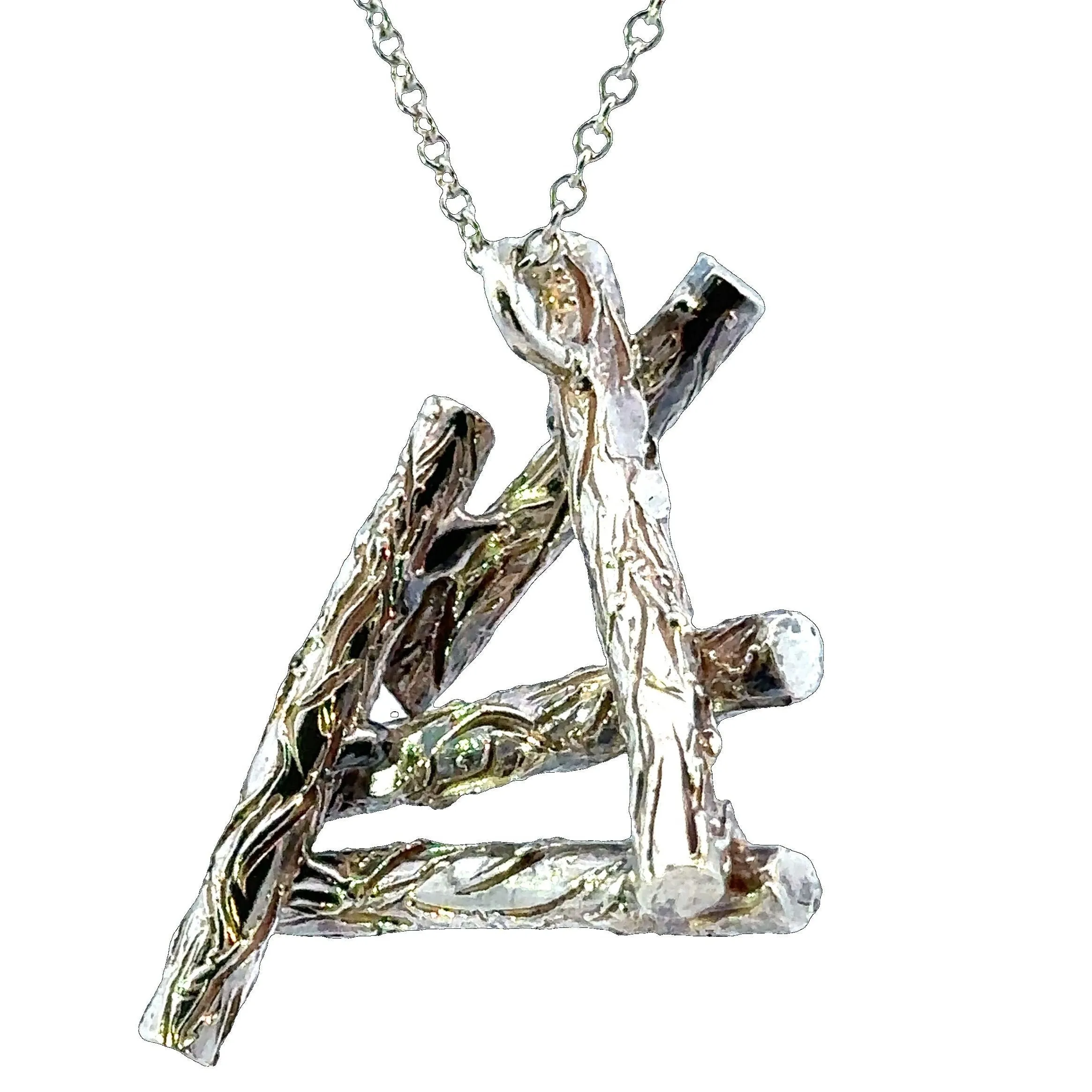 Exquisite Silver Branch Pendant with Chain