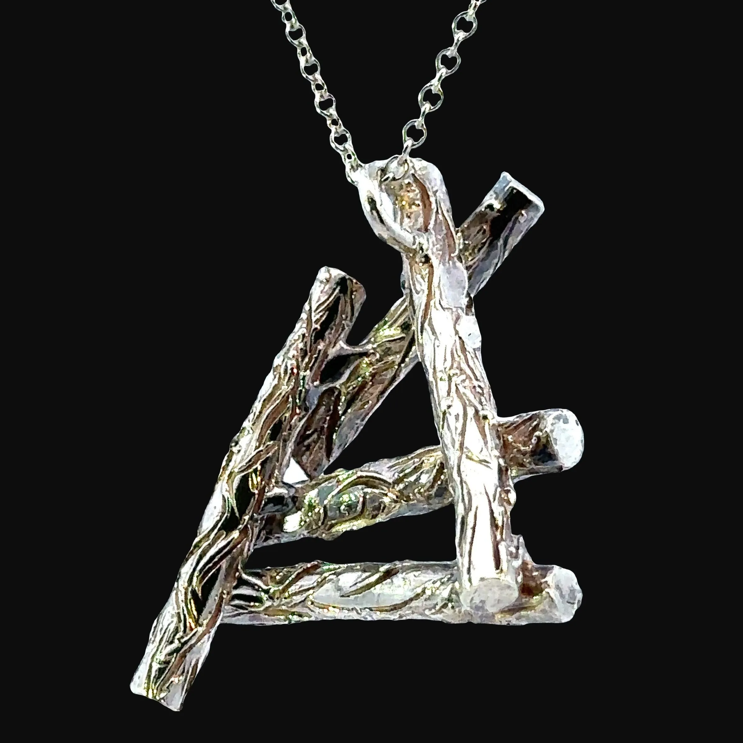 Exquisite Silver Branch Pendant with Chain