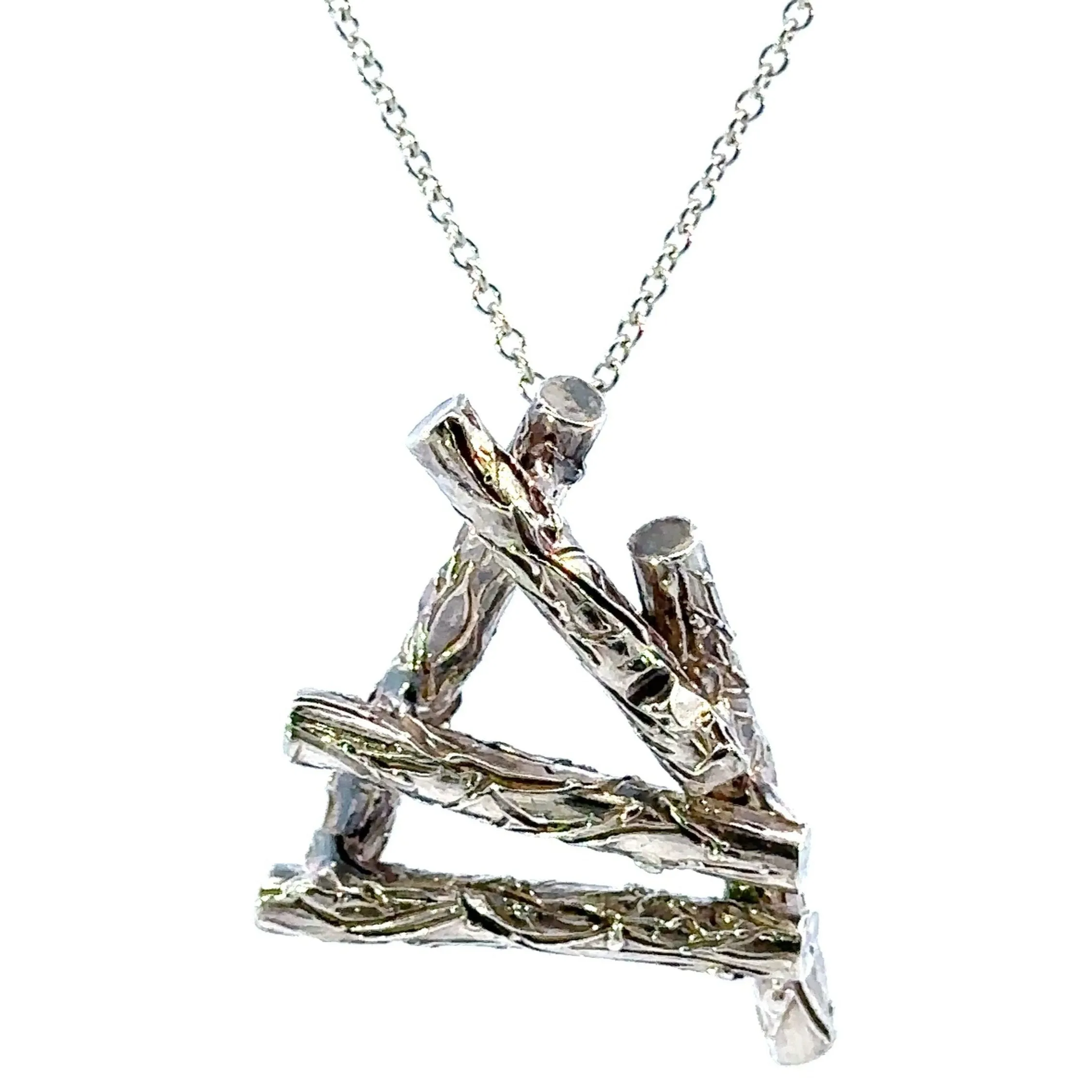 Exquisite Silver Branch Pendant with Chain