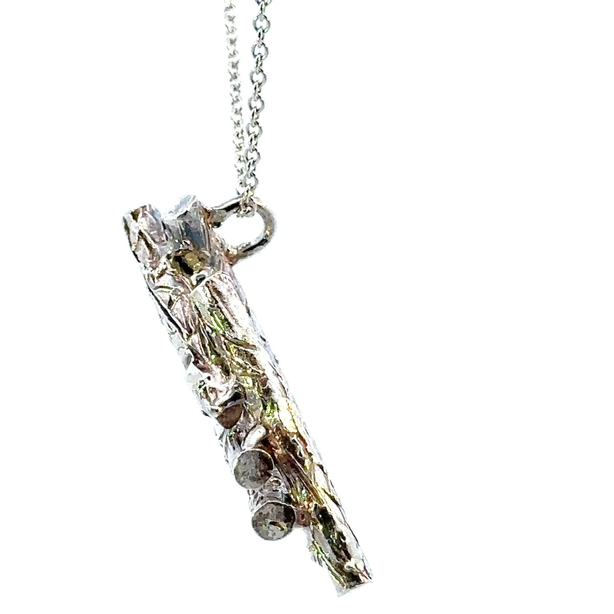 Exquisite Silver Branch Pendant with Chain