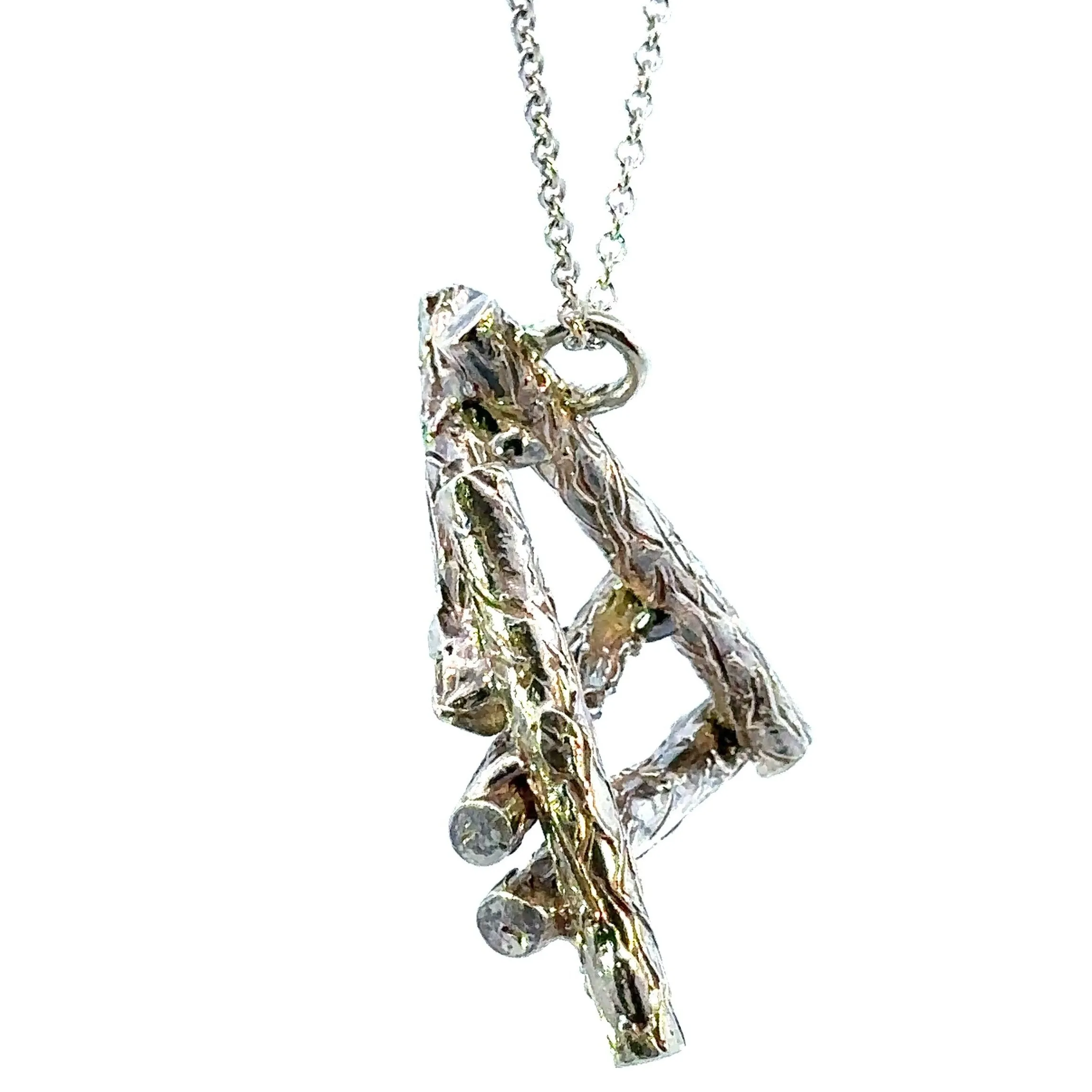 Exquisite Silver Branch Pendant with Chain