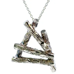 Exquisite Silver Branch Pendant with Chain