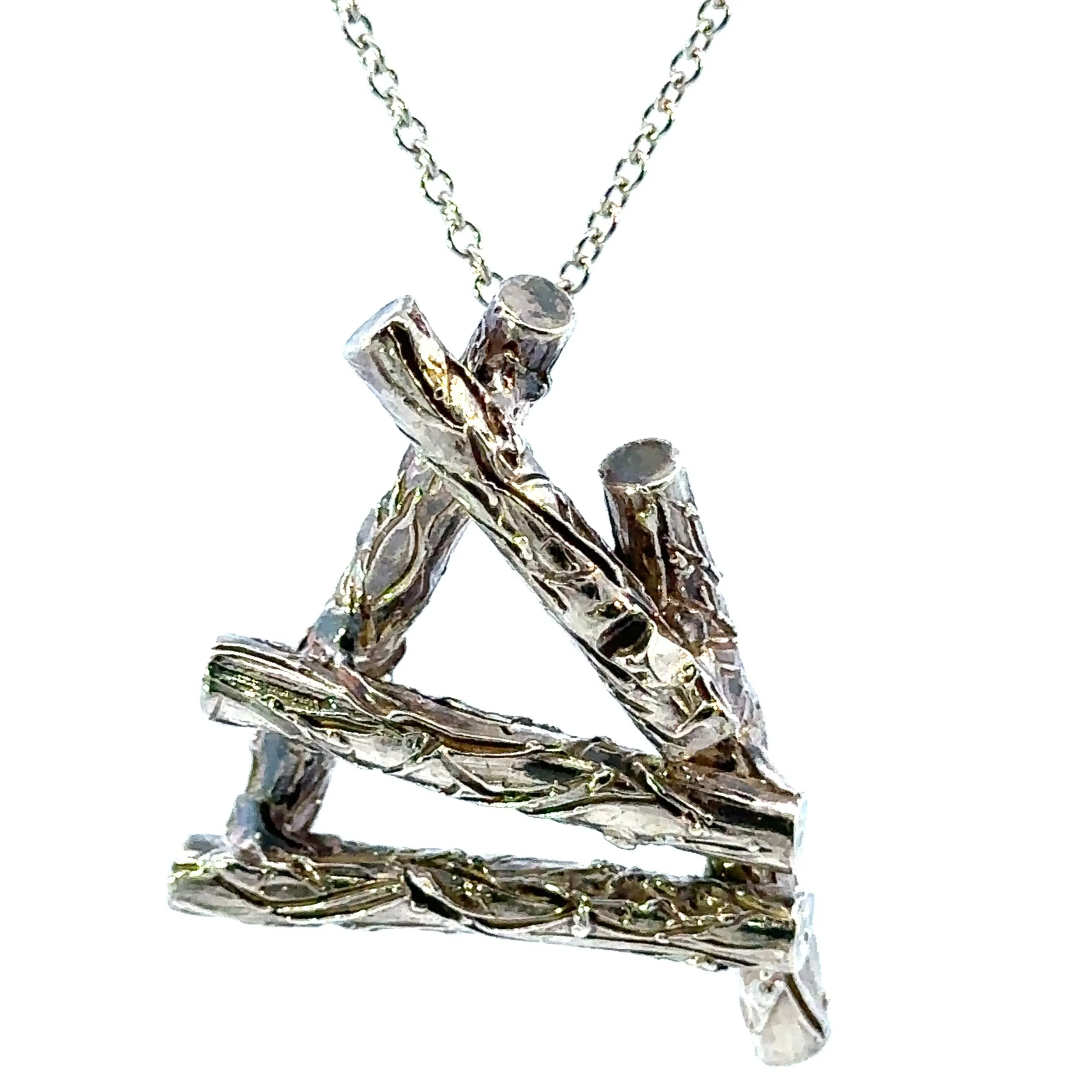 Exquisite Silver Branch Pendant with Chain