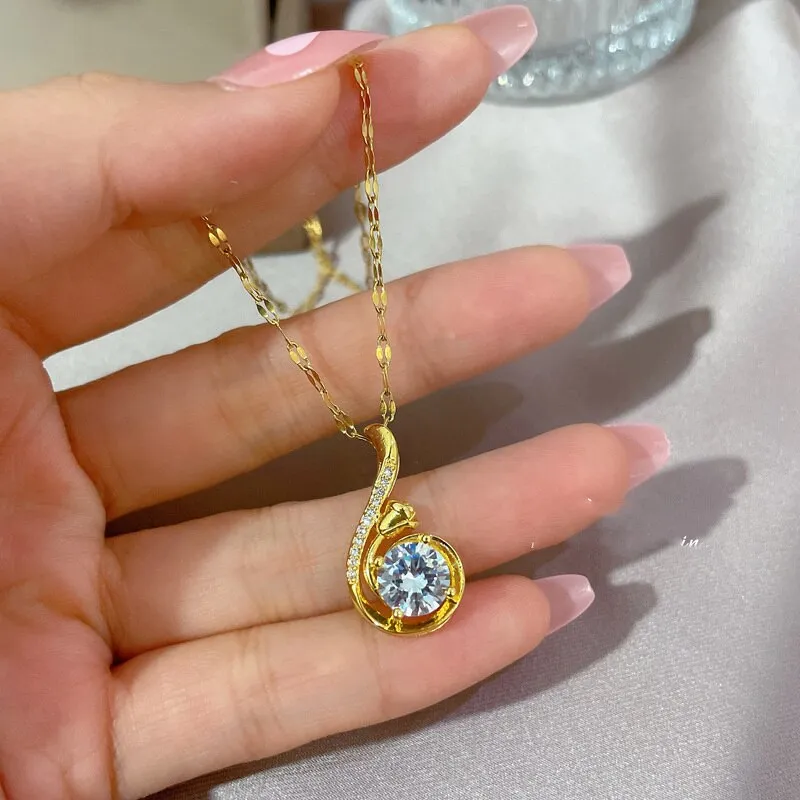 Fashion Shine Cubic Zirconia Waterdrop Necklace Women
