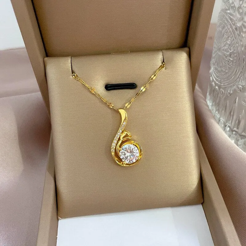 Fashion Shine Cubic Zirconia Waterdrop Necklace Women