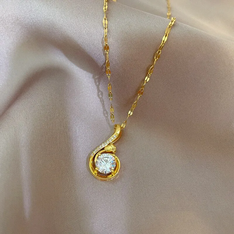 Fashion Shine Cubic Zirconia Waterdrop Necklace Women