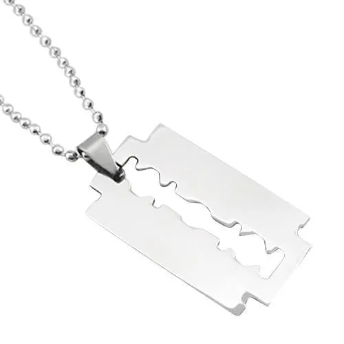 Fashion Stainless Steel Razor Charm Pendant Necklace