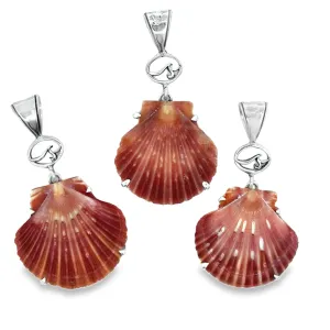 Flat Scallop Prong Set Pendant