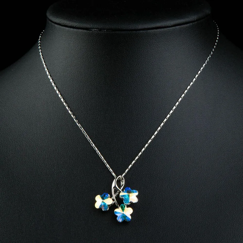 Flowers Long Chain Pendant Necklace KPN0203