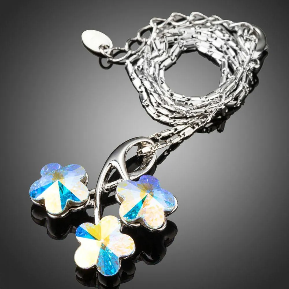 Flowers Long Chain Pendant Necklace KPN0203