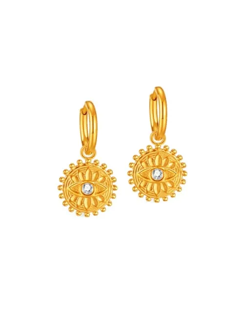 Flying Saucers Stainless steel Rhinestone flower Huggies Earring