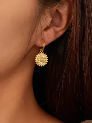 Flying Saucers Stainless steel Rhinestone flower Huggies Earring